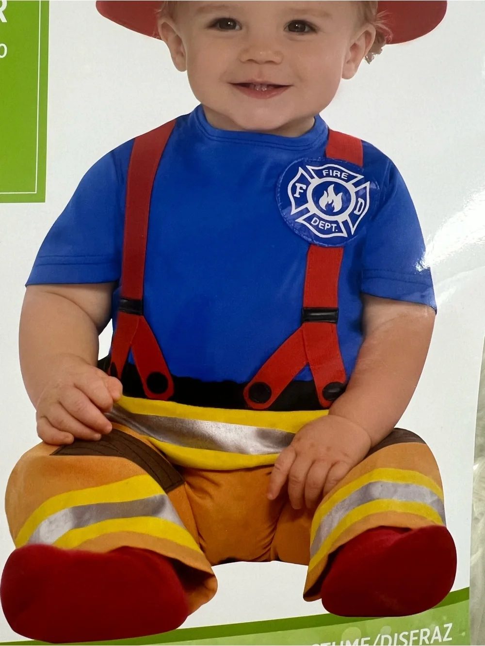 Infant Firefighter Halloween Costume - Blue Red hat Kids NEW 18-24 months